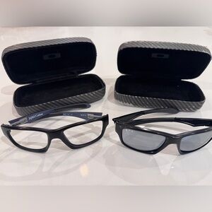 Oakley Black and Gray Glasses with Dual Cases